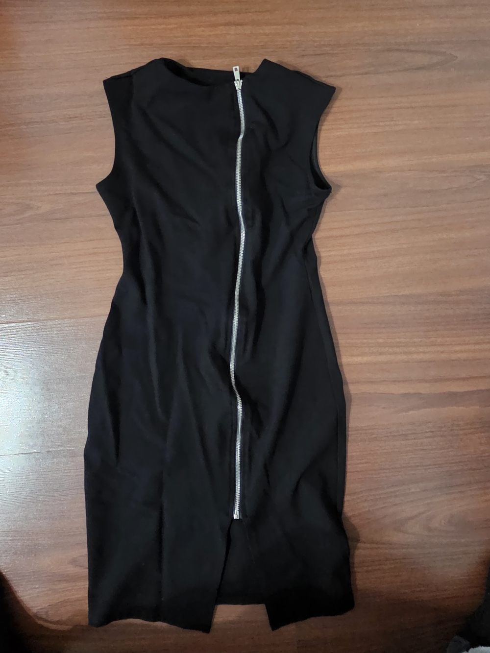 Shinestar Black Midi Dress with Silver Center Zip